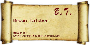 Braun Talabor névjegykártya